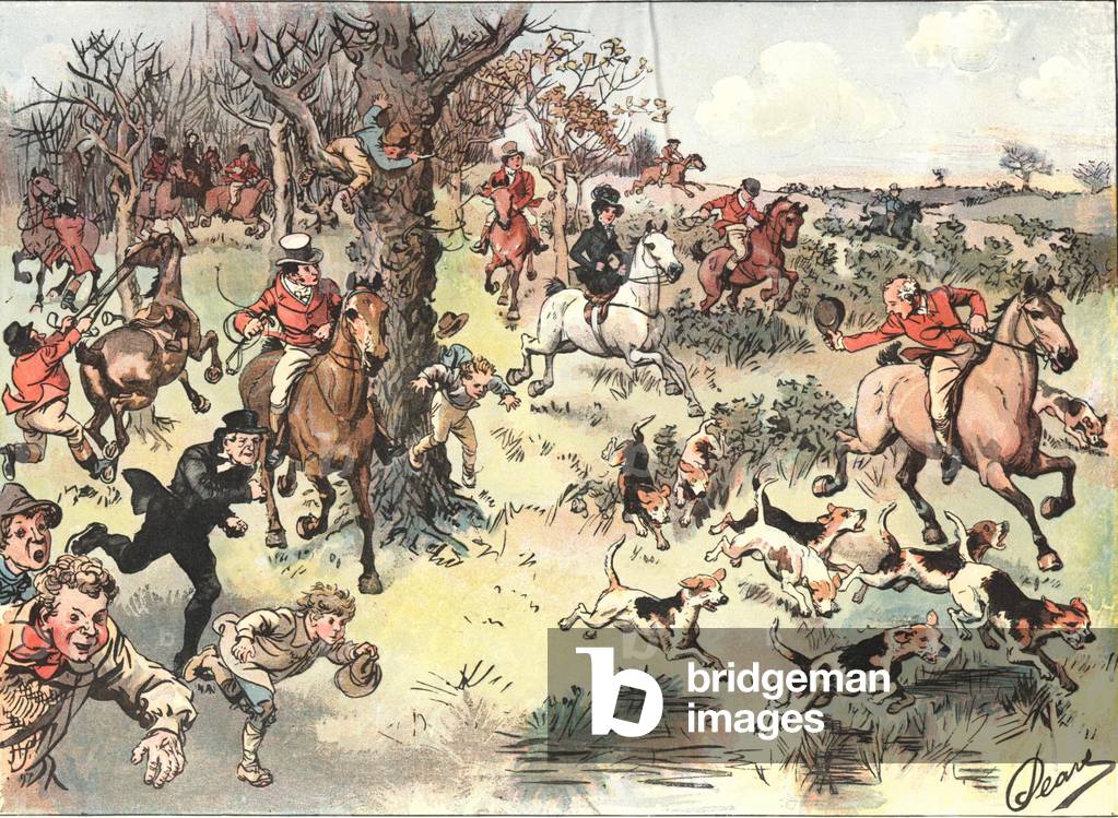 Fox Hunting scene with hounds, c. 1910 (print)