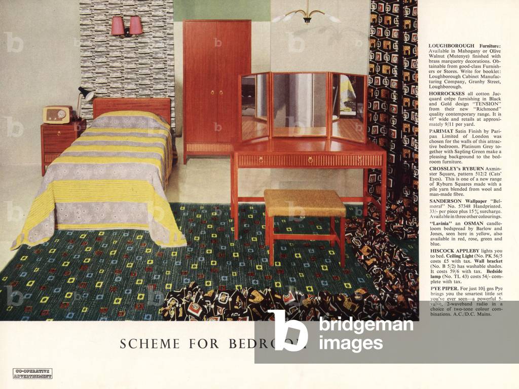 Scheme for Bedrooms Magazine, advert, UK, 1950s