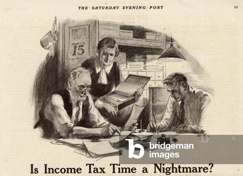 Income Tax Returns Magazine Plate, USA, 1950s