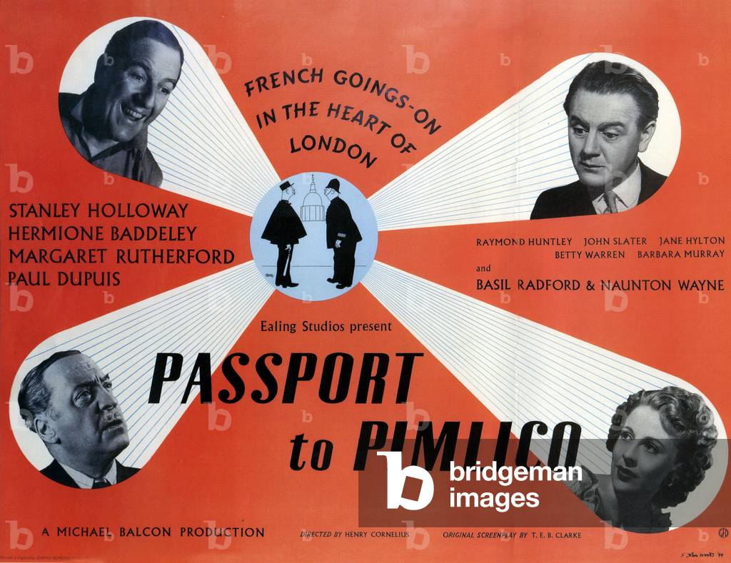 Passport to Pimlico Film Poster, UK, 1940s