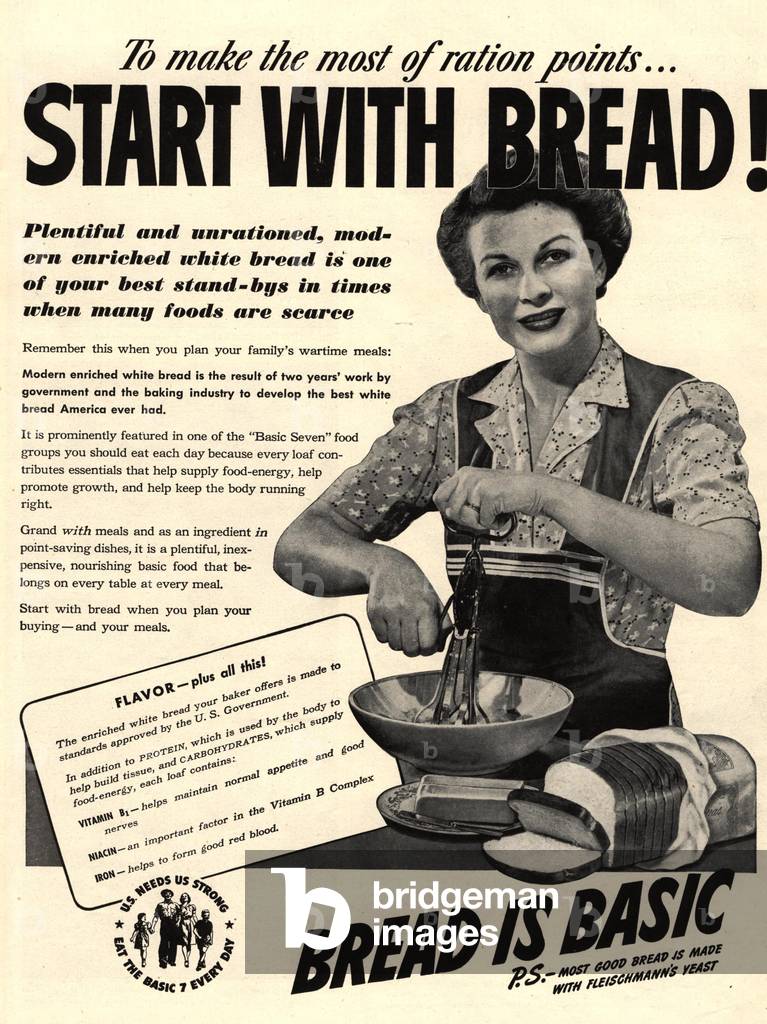 bread rationing, 1940s (print)