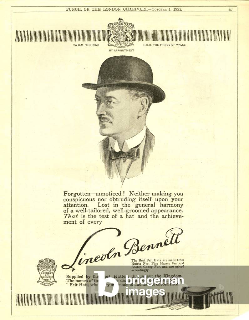 Lincoln Bennett Magazine, advert, UK, 1920s