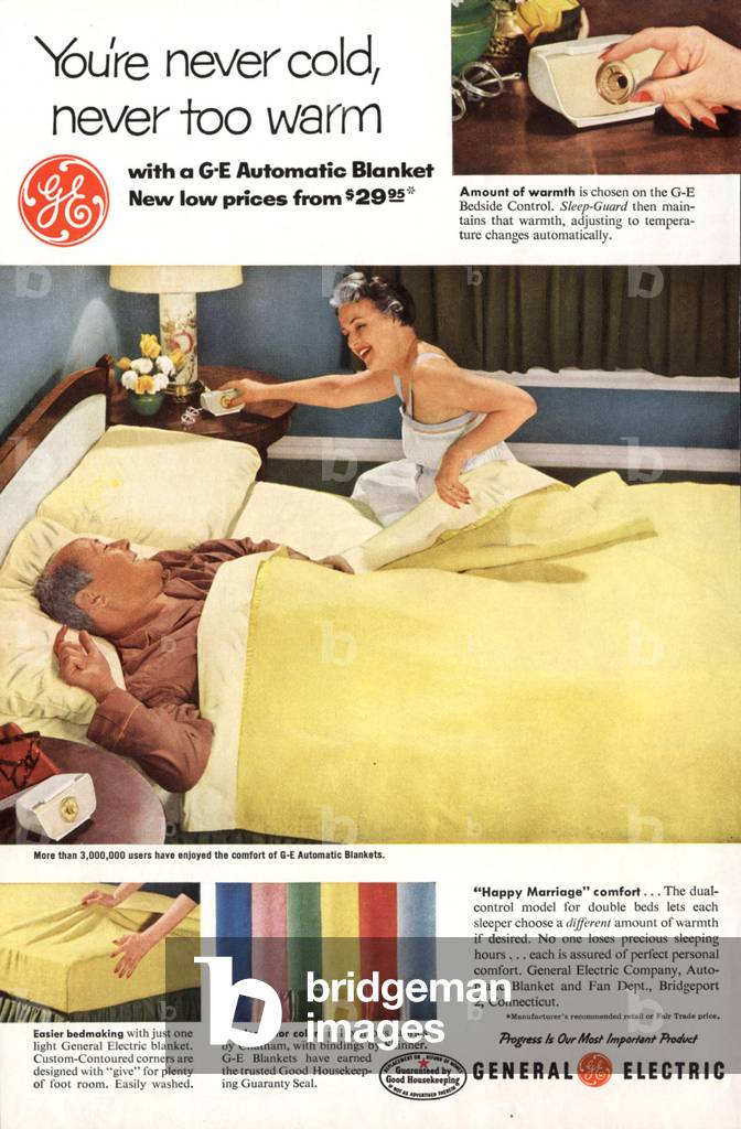 electric blankets general, 1950s (print)
