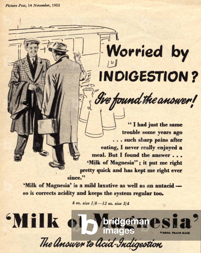 Milk of Magnesia Magazine, advert, UK, 1950s