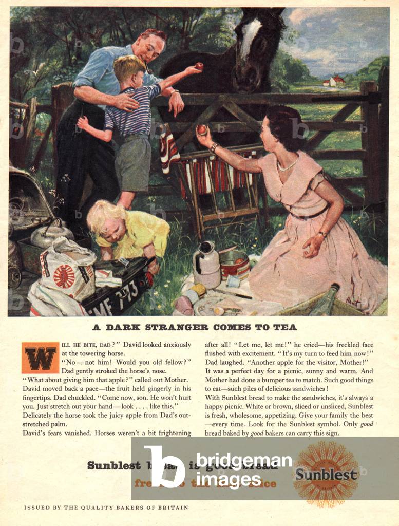 sunblest bread picnics eating, 1940s (print)