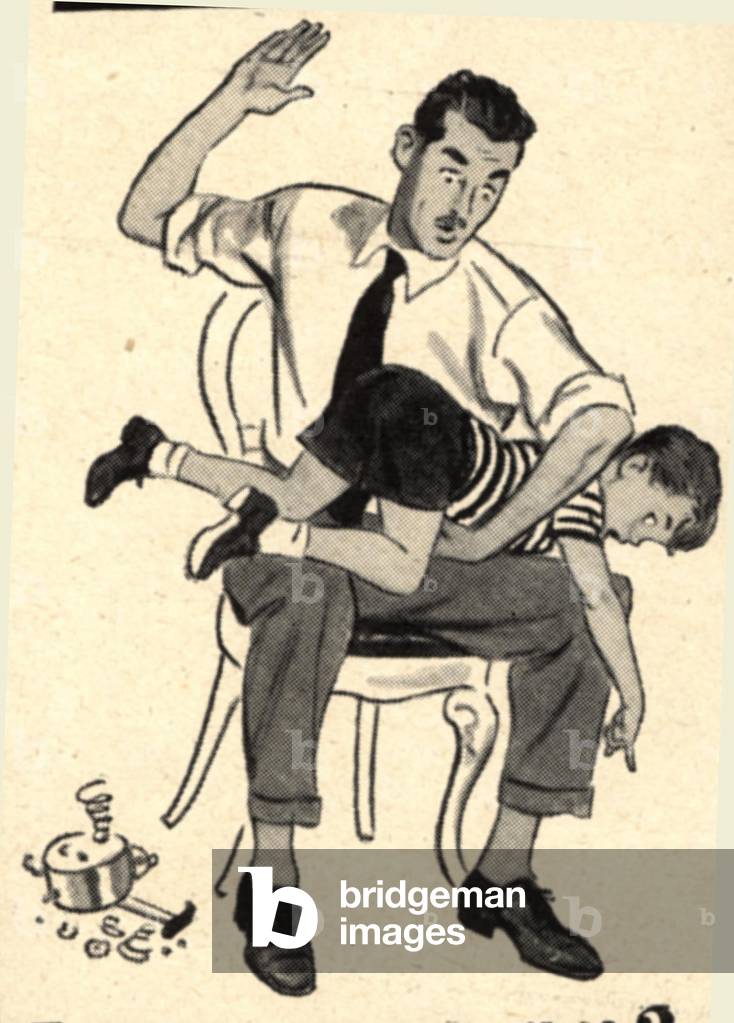 smacking hitting discipline, 1940s (print)