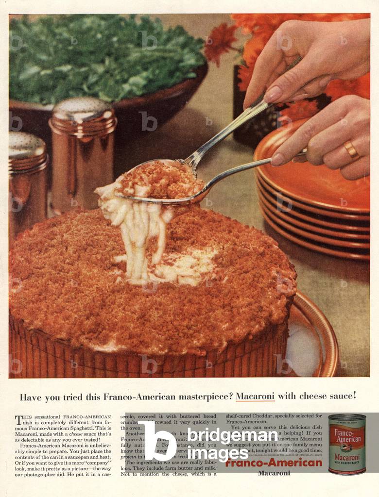 Franco American Pasta Magazine, advert, USA, 1950s