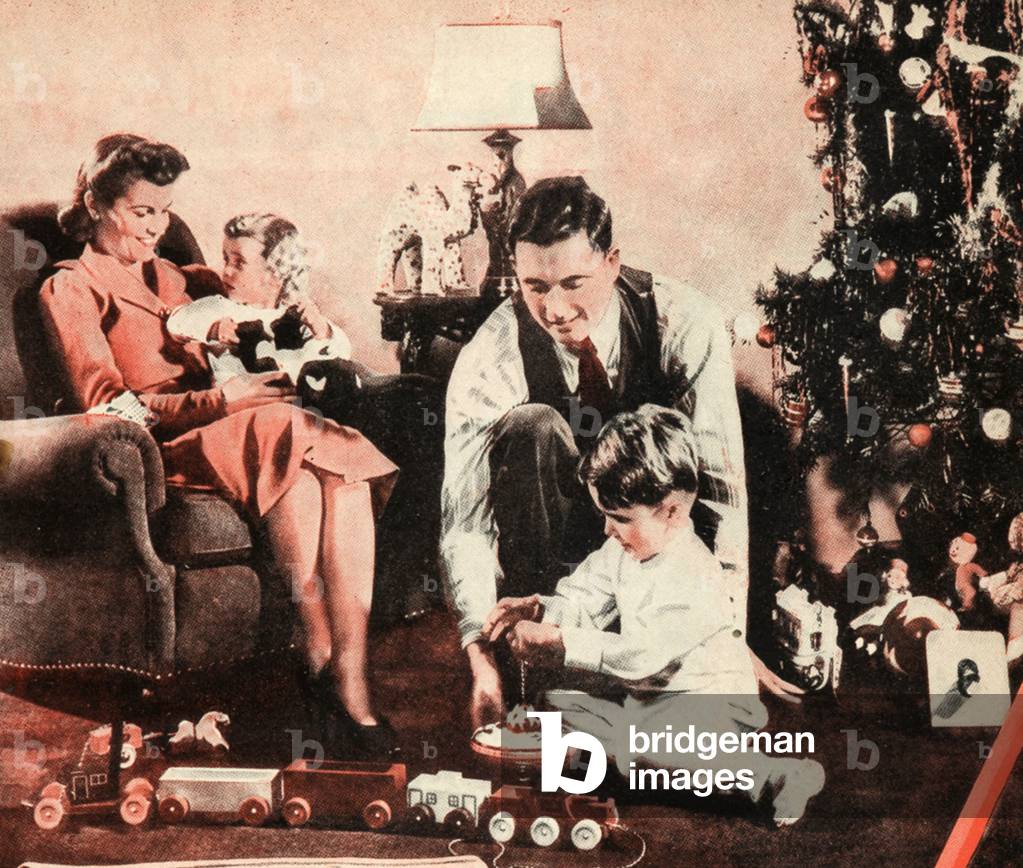 Christmas Family Scene Magazine, advert (detail), UK, 1950s