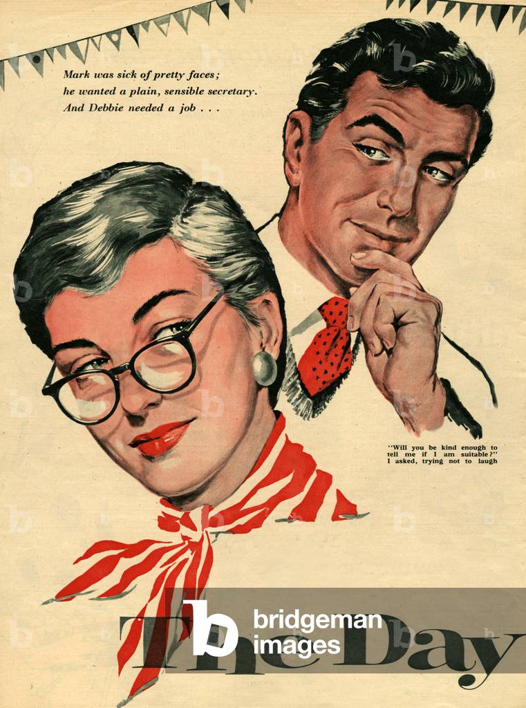 Romance and Glasses Magazine Plate, UK, 1950s