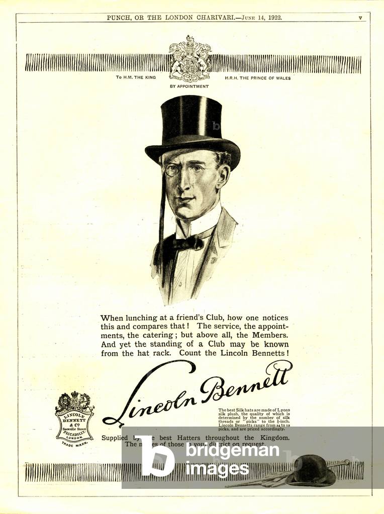 Lincoln Bennett Magazine, advert, UK, 1920s