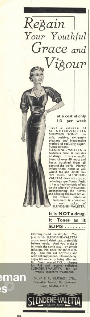 slimming weight loss diets slendene, 1920s