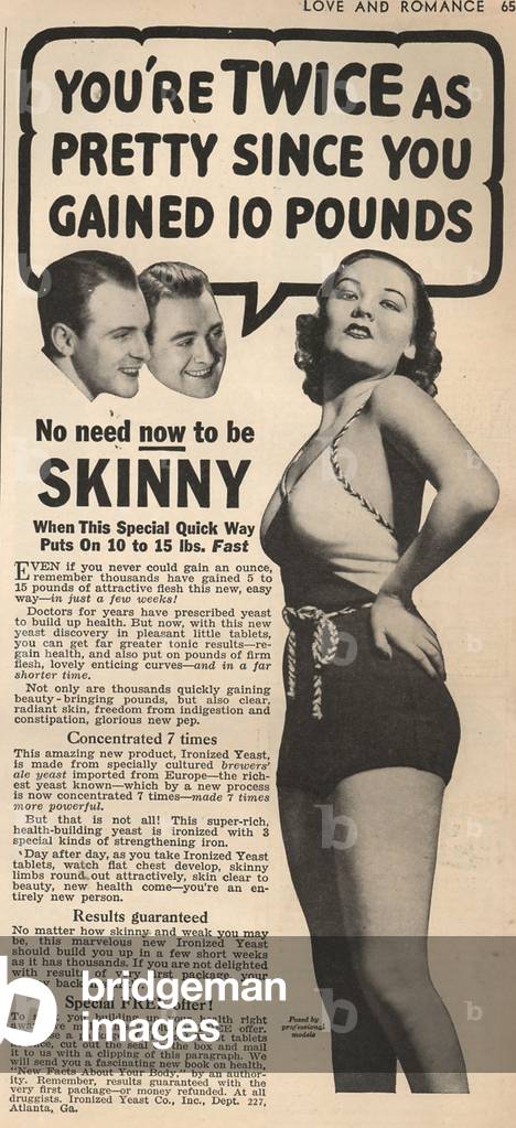 Skinny Magazine, advert, USA, 1930s
