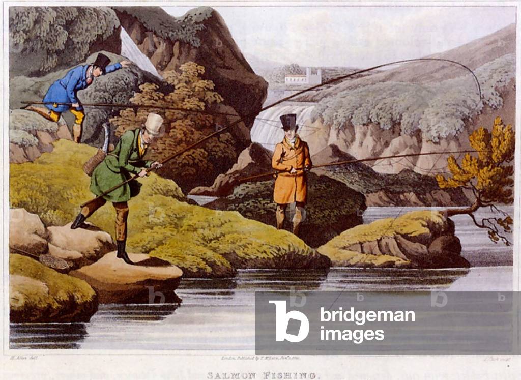 Salmon Fishing Book Plate, UK, 1890s