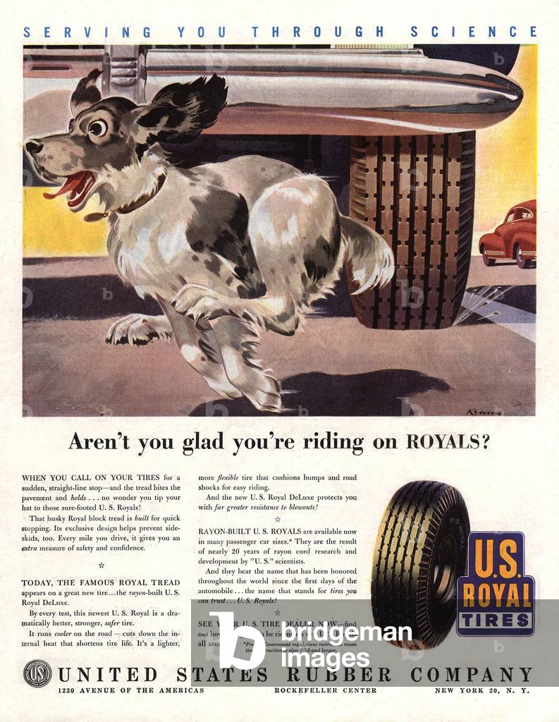 Royal Tyres Magazine, advert, USA, 1940s