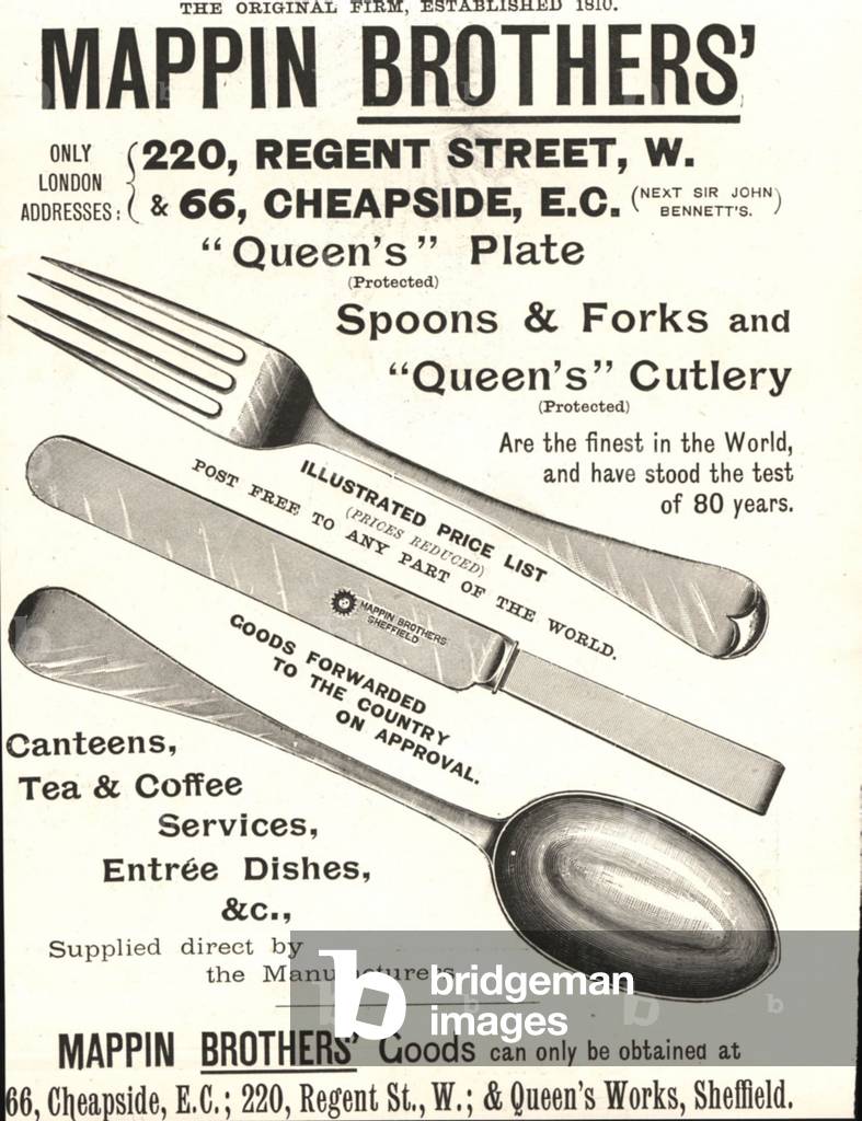 Advertising for Mappin brothers Cutlery, UK, 1890s (print)