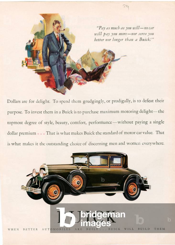 Buick Division Of General Motors Magazine, advert, USA, 1920s