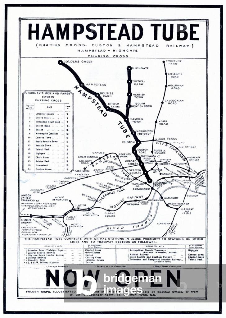 Hampstead Tube now Open, Magazine Plate, UK, 1920s
