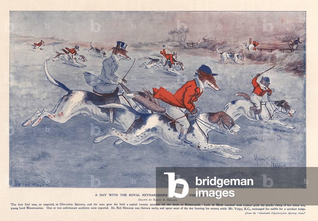 Foxes Hunting Magazine Plate, UK, 1930s