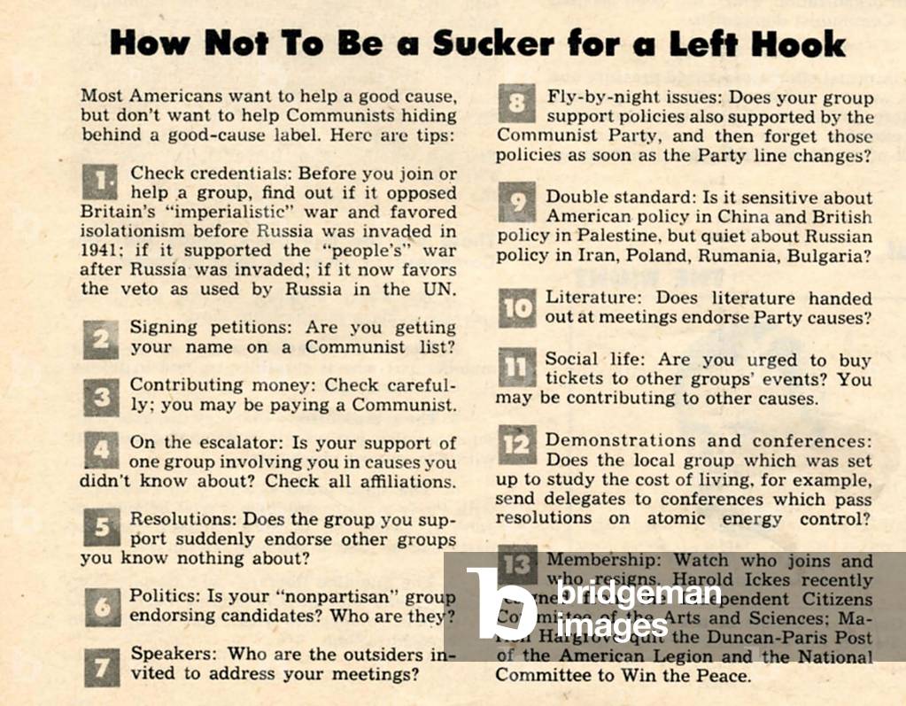 Anti-Communist Tips Magazine Plate, USA, 1940s