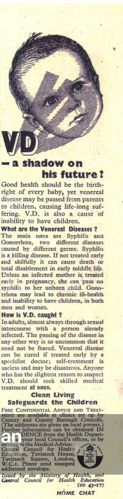 Venereal Diseases Magazine, advert, UK, 1950s