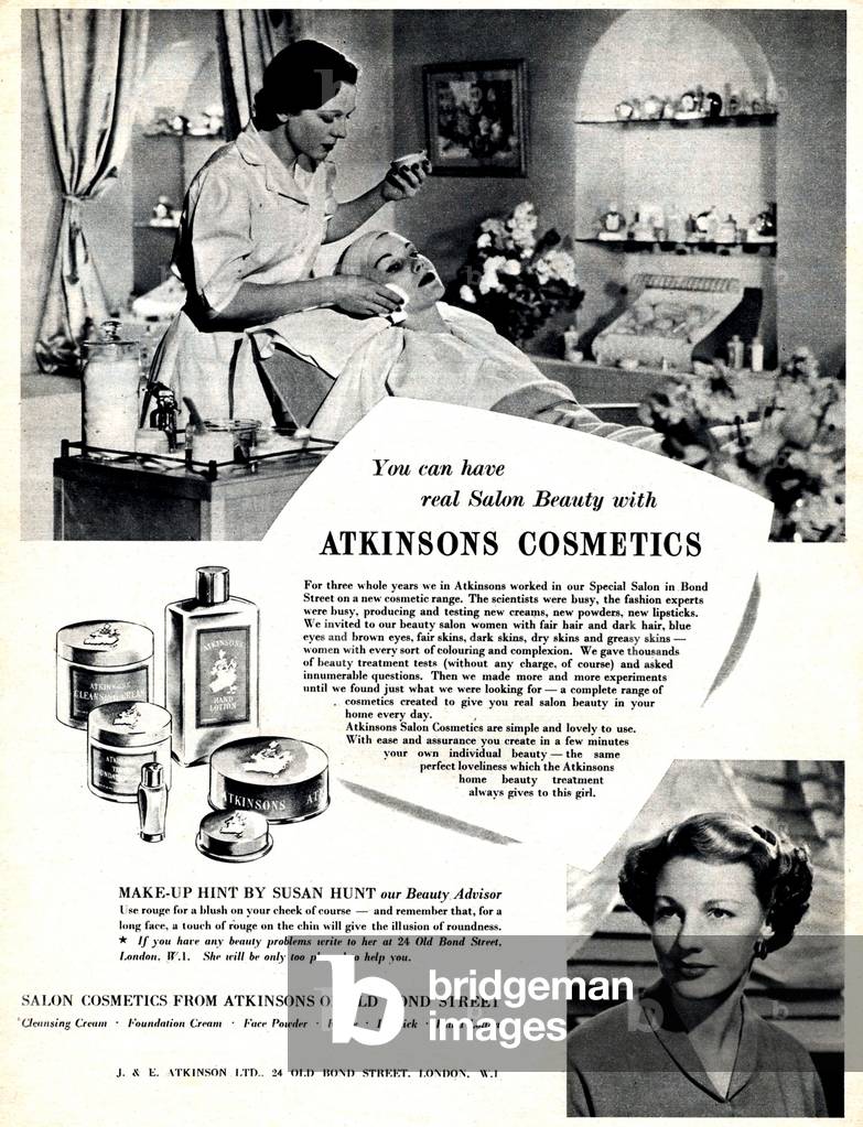 Atkinsons Cosmetics Magazine, advert, UK, 1949