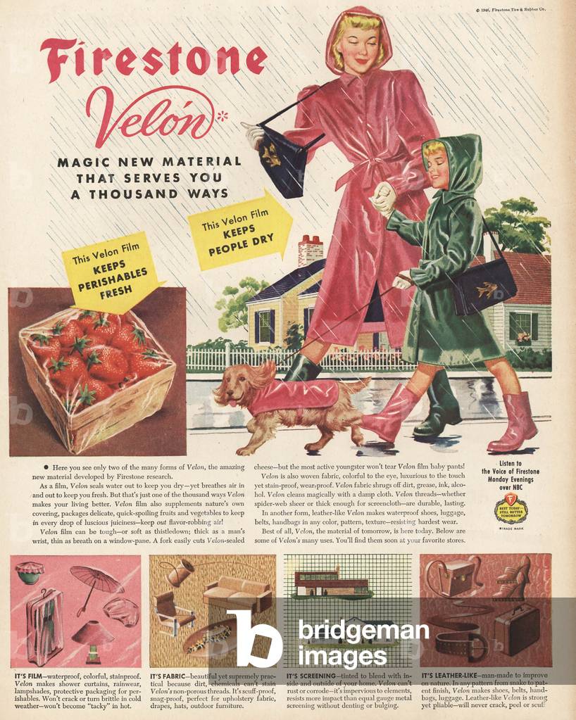 Firestone Velon Magazine, advert, USA, 1940s