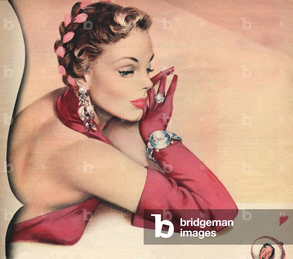 Thoughtful woman, Magazine Plate, UK, 1950s