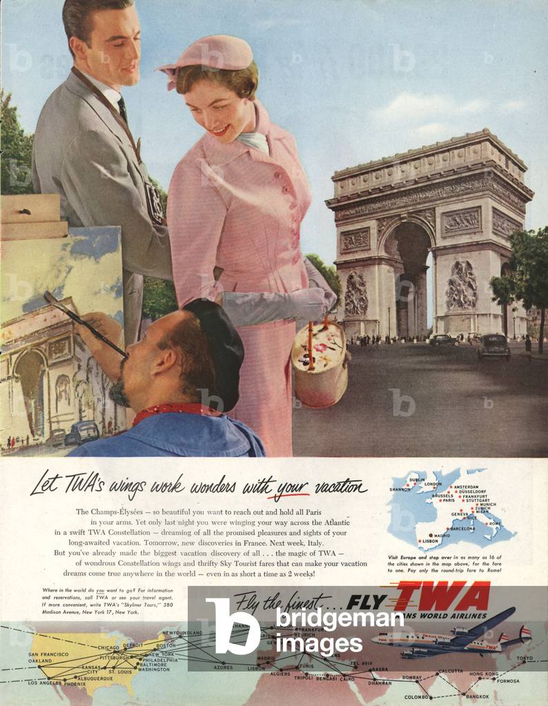 Airlines Magazine, advert, USA, 1950s