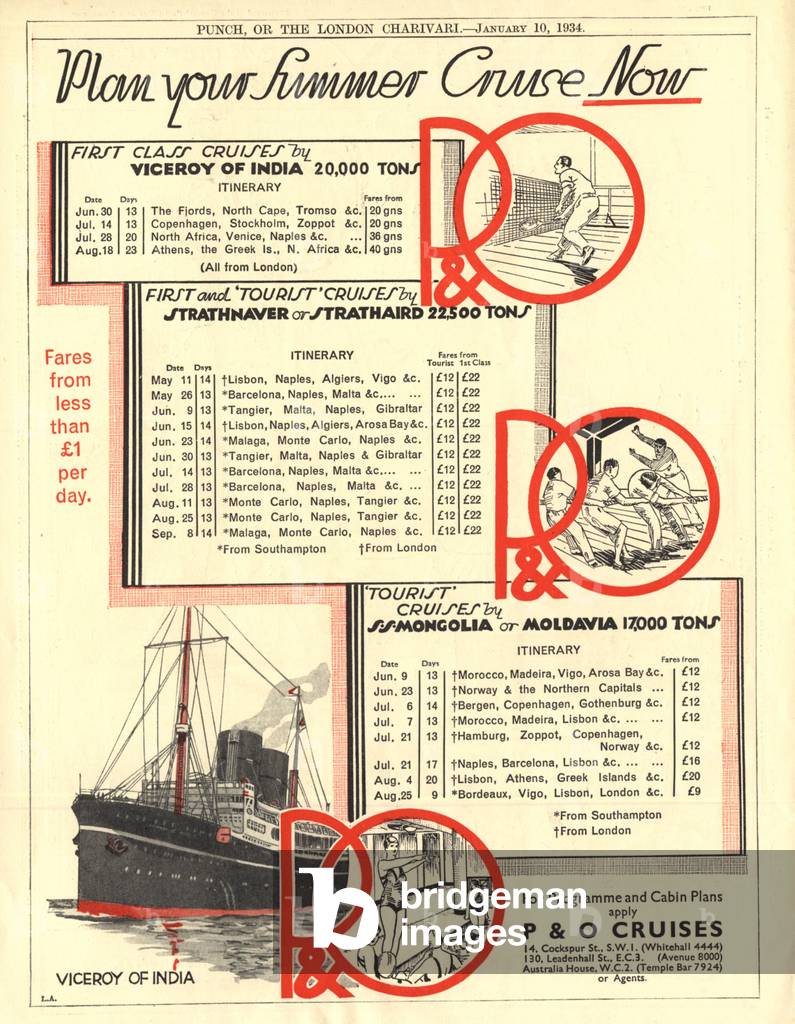 P & O Magazine, advert, UK, 1930s