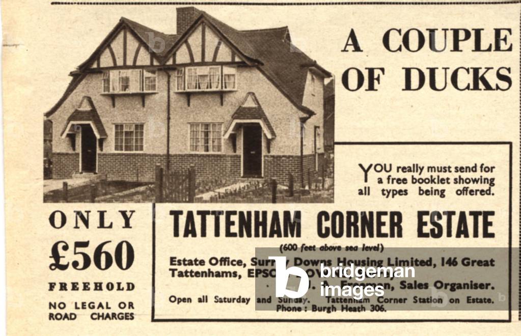 new homes estate advertizing, 1930s (print)