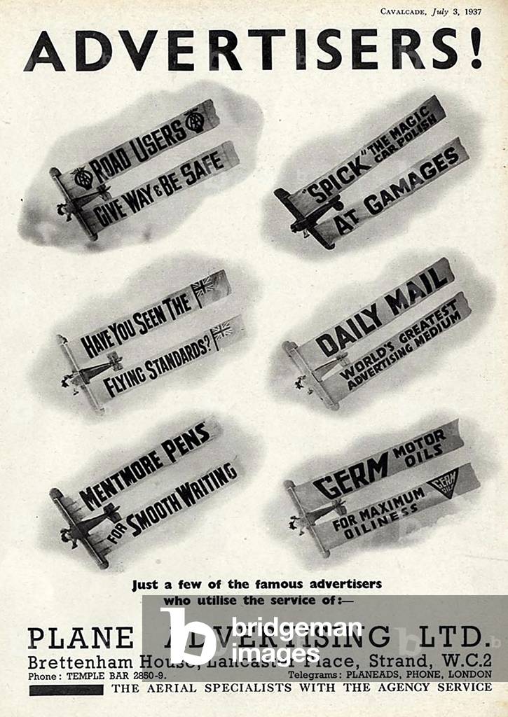 Aircraft Advertising Magazine Advert, UK, 1930s