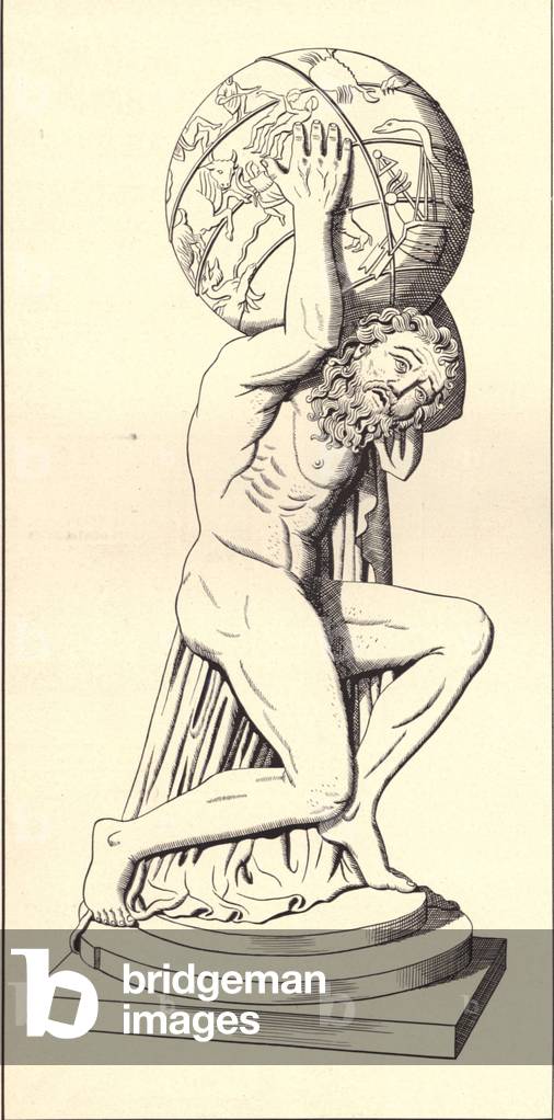 Atlas holding the World Book Plate, UK, 1840s & Pre