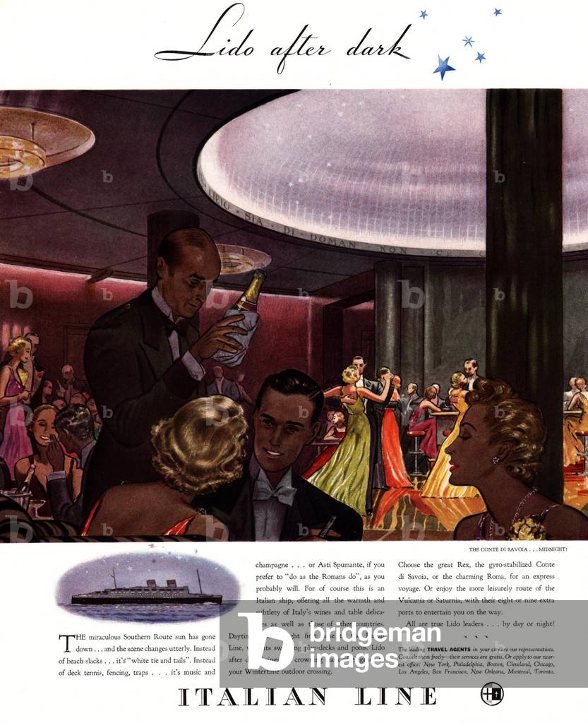 Italian Line Cruises Magazine, advert, USA, 1930s