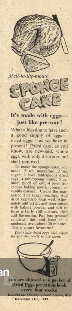 Dried Eggs Magazine, advert, UK, 1940s