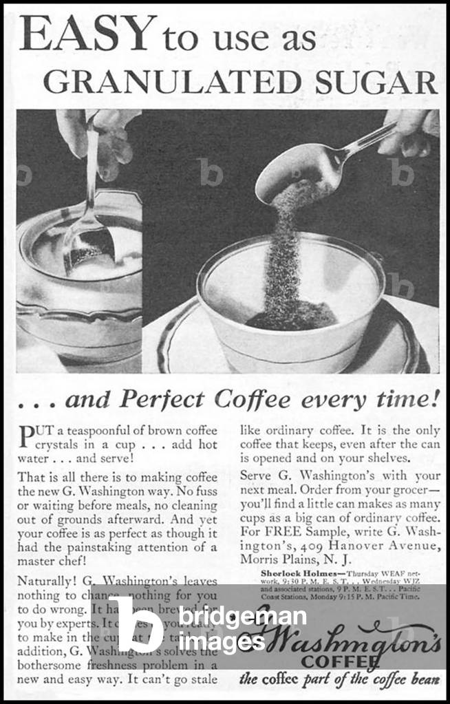 G Washington's Coffee Magazine Advert, USA, 1930s