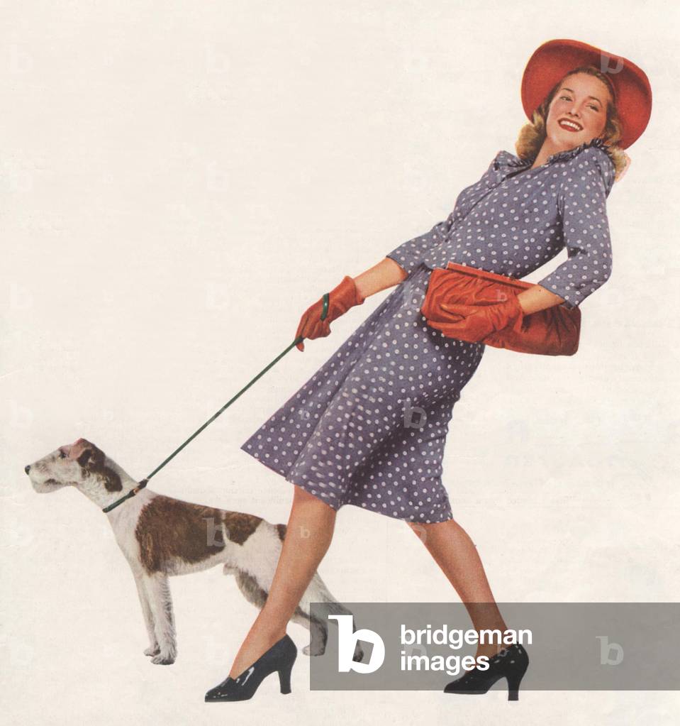 Walking The Dog Magazine Plate, USA, 1940s