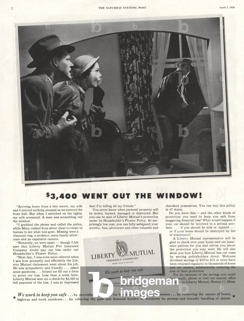 Liberty Mutual Insurance Magazine, advert, USA, 1940s