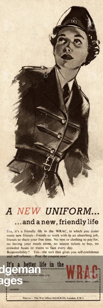 Womens Royal Army Corps Magazine, advert, UK, 1940s