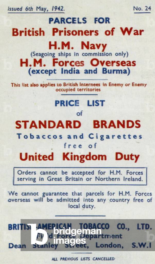 British American Tobacco Company Poster, UK, 1940s