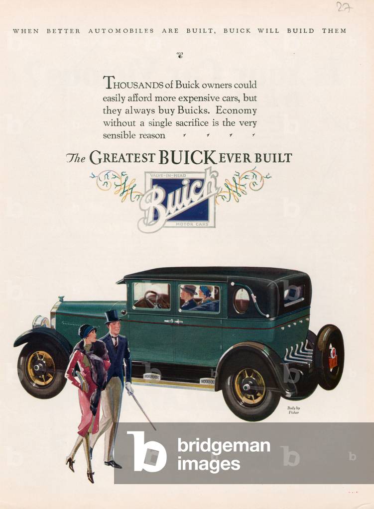 Buick Division Of General Motors Magazine, advert, USA, 1920s