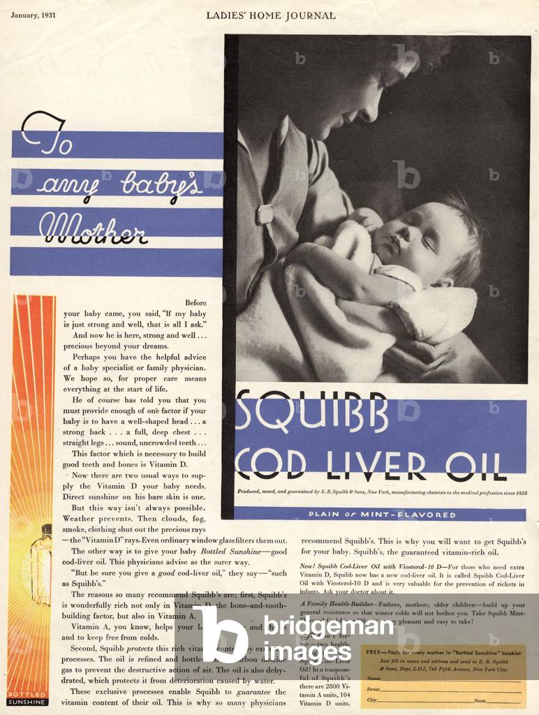 cod liver oil squibb, 1930s (print)