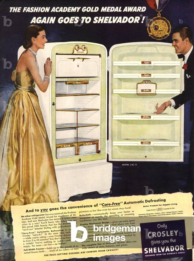 Crosley Fridges Magazine, advert, USA, 1950s