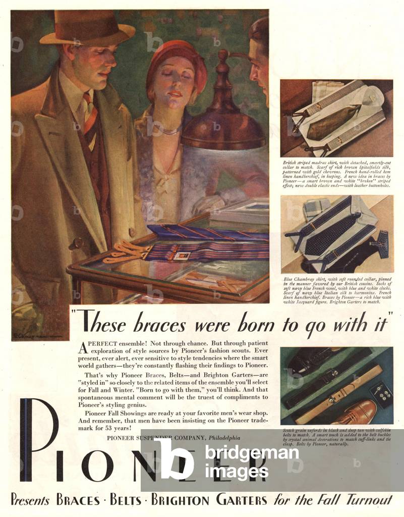 pioneer braces mens, 1950s (print)
