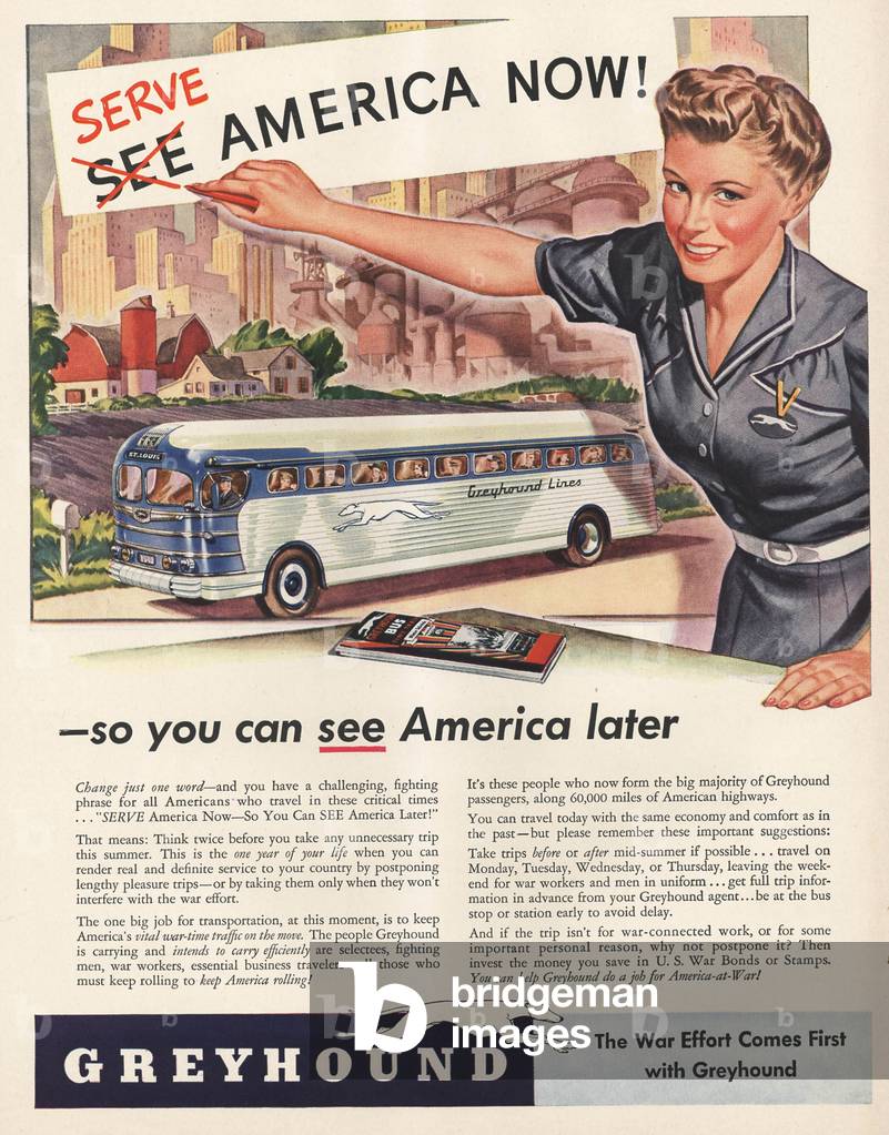 Greyhound Magazine, advert, USA, 1940s