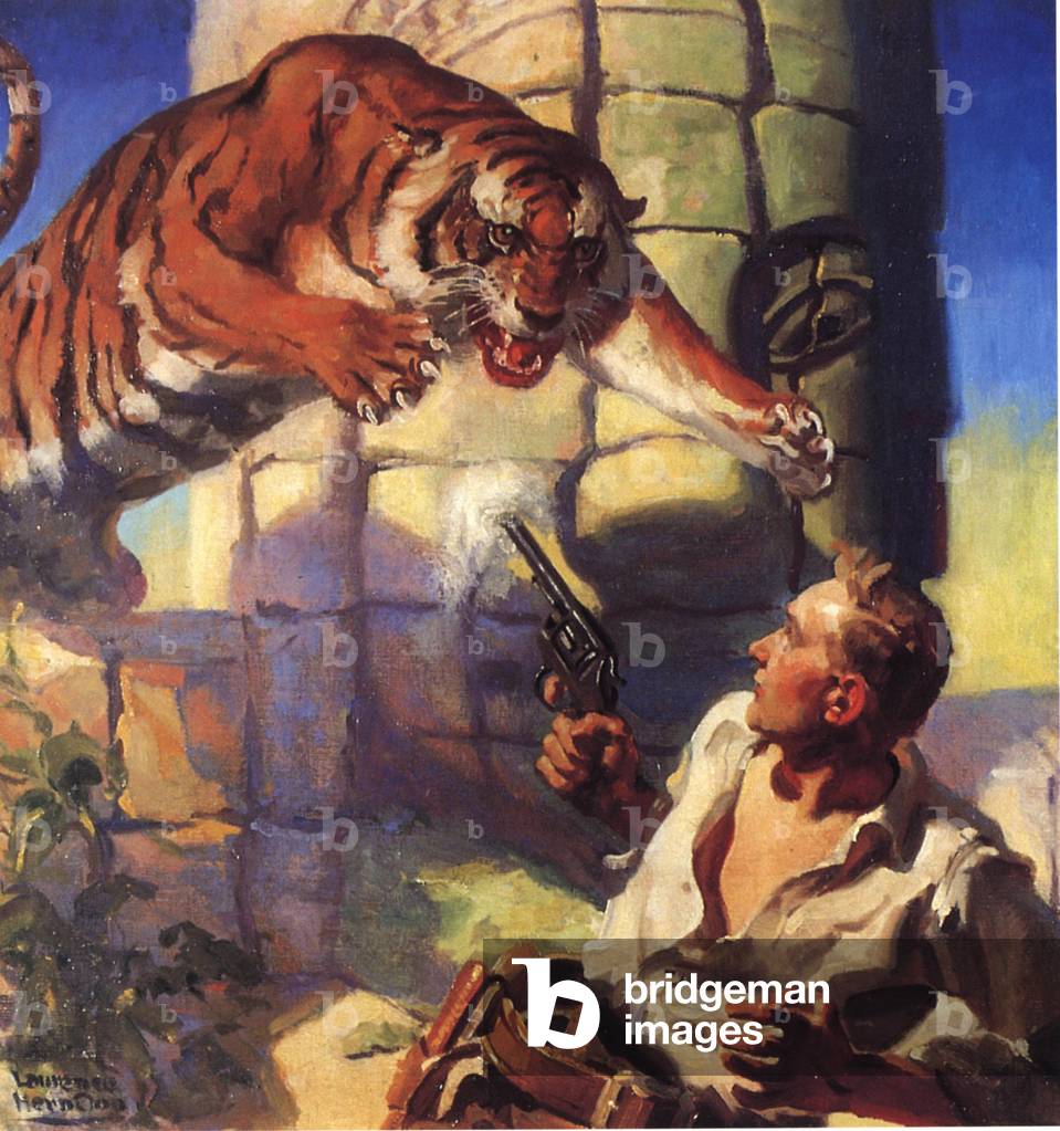 Pulp fiction tigers, 1930s (print)