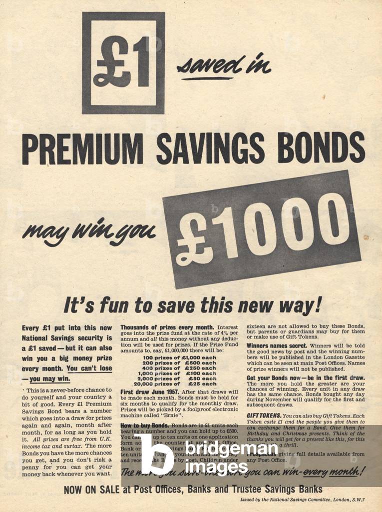 Premium Bonds, 1950s (print)