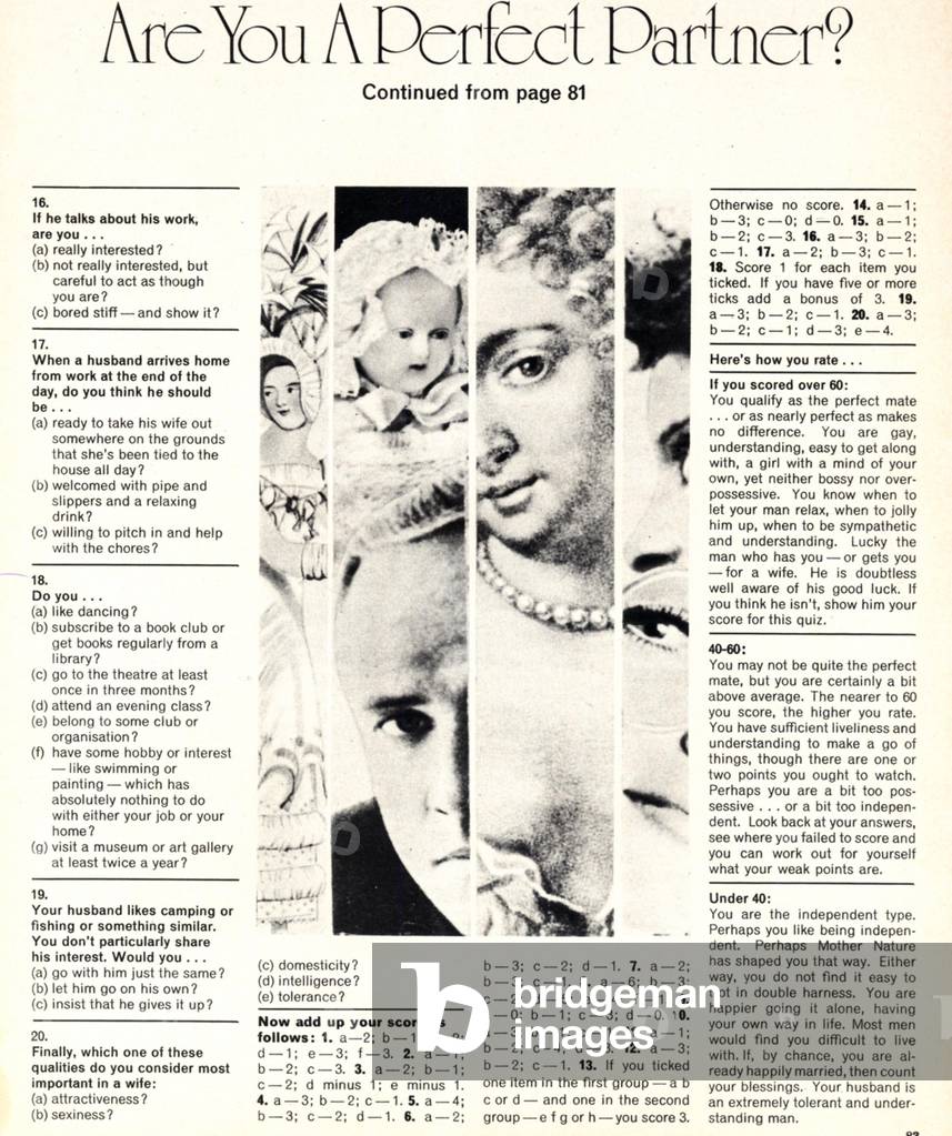 Relationships Quizzes, Magazine Plate, UK, 1950s