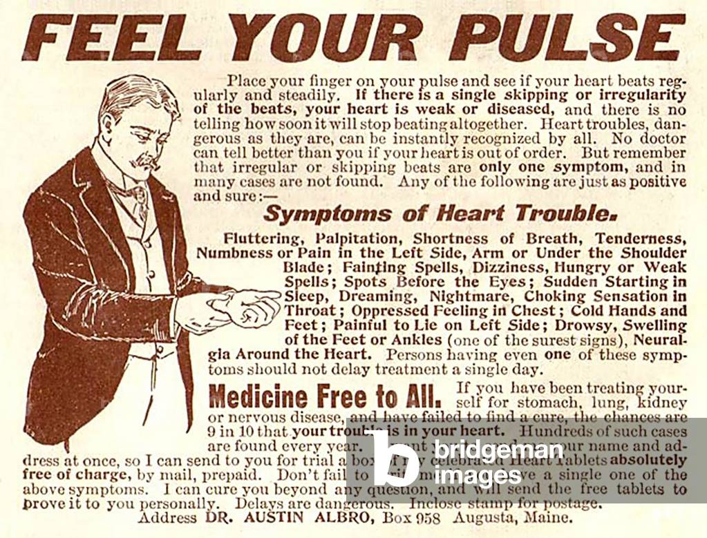 Heart Tablets Magazine Advert, USA, 1890s