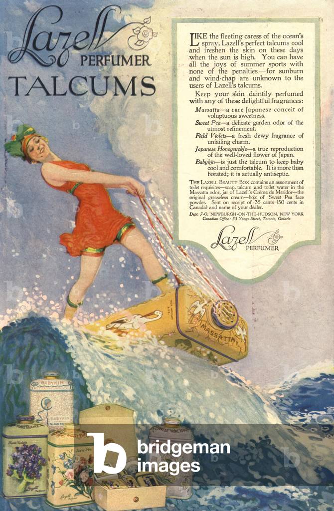 lazell talcum powder, USA, 1910s (print)