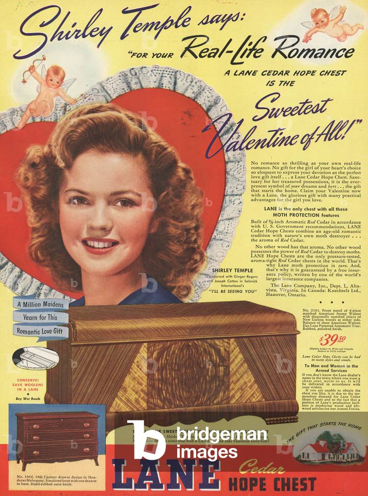 Lane Hope Chests Magazine, advert, USA, 1940s